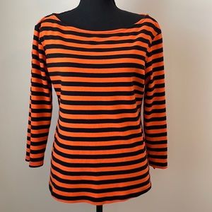 Unique Vintage, Size XL/14.1950s Black & Orange Stripe Gracie Top